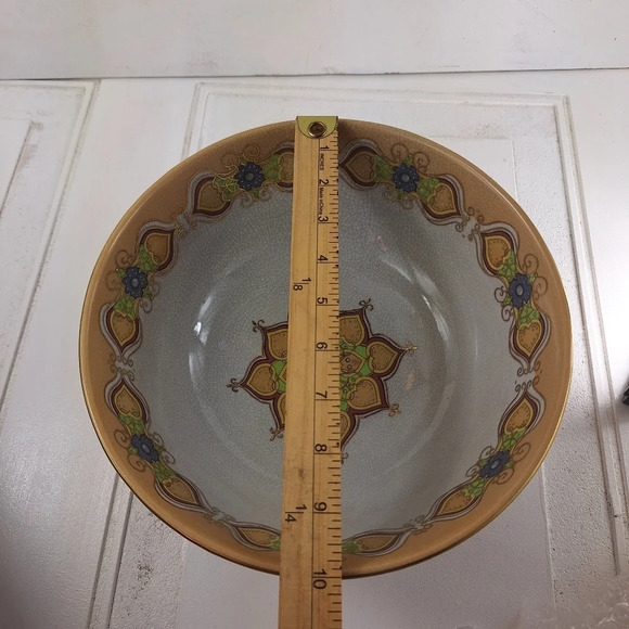 Large Asian Chinoiserie Style Decorative Crackle Bowl 10" - Picture 7 of 10